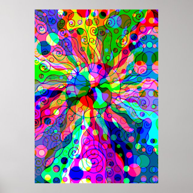 Poster Esquisse Imaginaire Art - Neon Abstrait Maj 1 (Devant)
