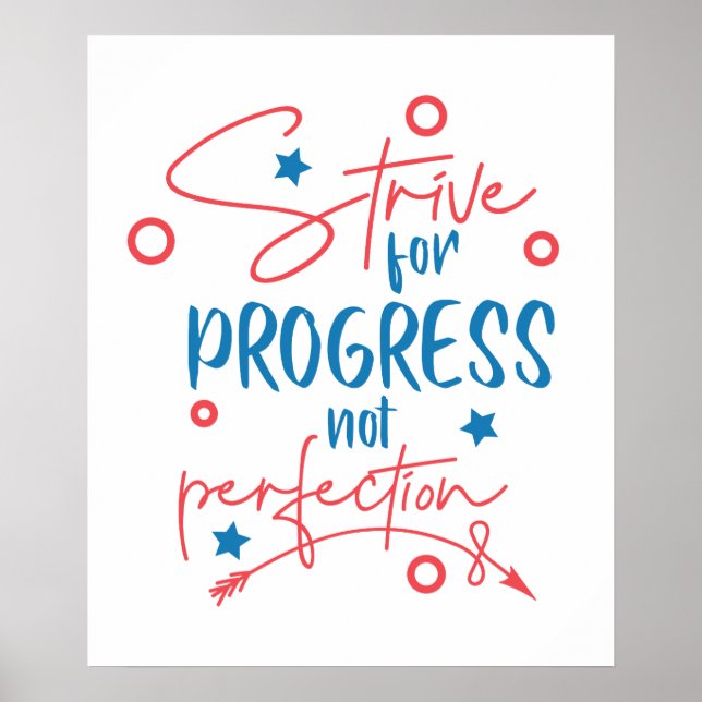 Poster Essayer pour le progrès pas la perfection mot sall (Devant)