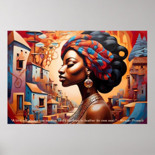 Poster Essence Ethérée : Rêves Africains Portrait Motivat