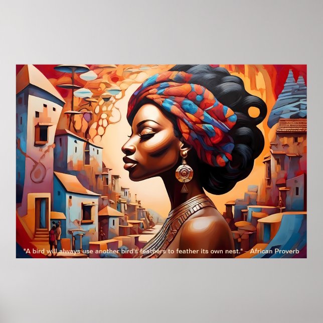 Poster Essence Ethérée : Rêves Africains Portrait Motivat (Devant)