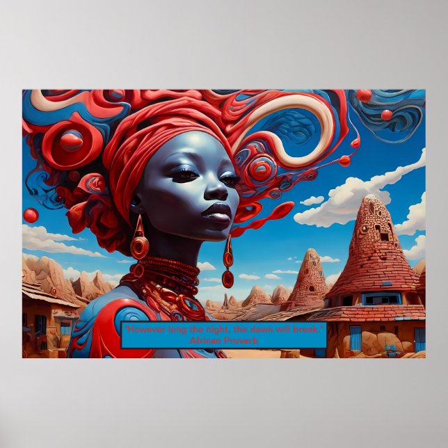 Poster Essence Ethérée : Rêves Africains Portrait Motivat (Devant)