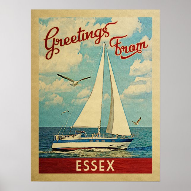 Poster Essex Vintage voyage de voilier Connecticut (Devant)