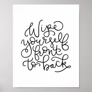 Poster Essuyez-vous devant le dos Funny Salle de bain