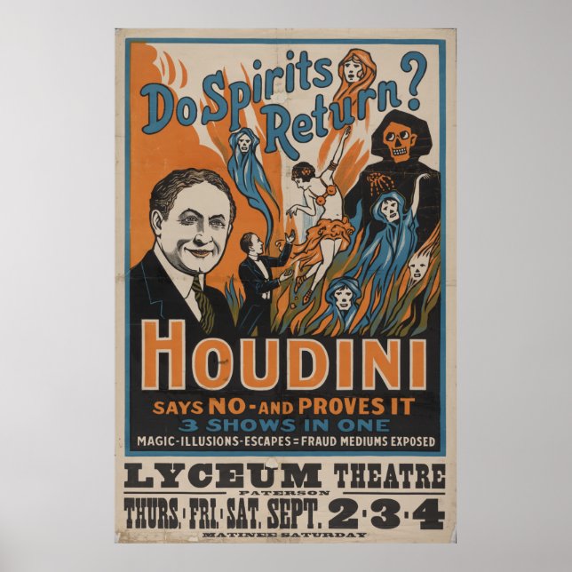 Poster Est-ce que les esprits reviennent ? Houdini Dit No (Devant)