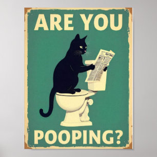 Poster "Est-ce que vous faites caca?" Drôles de chats noi