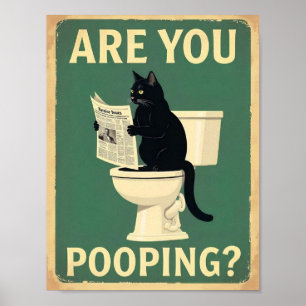 Poster "Est-ce que vous faites caca?" Drôles de chats noi