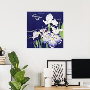 Poster Estampe d'art Iris japonais vintage de Kogyo Tsuki