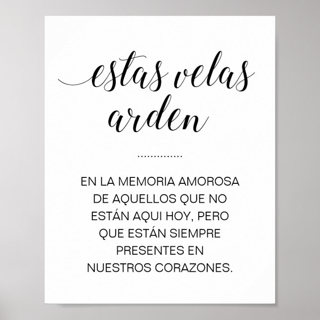 Poster Estas Velas Arden Mariage Memorial Connexion en es (Devant)