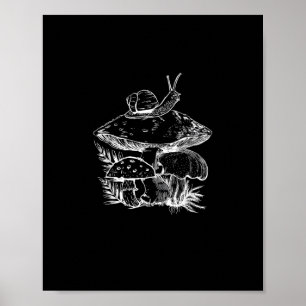 Poster Esthétique Cottagecore Champignon Escargot Goblinc