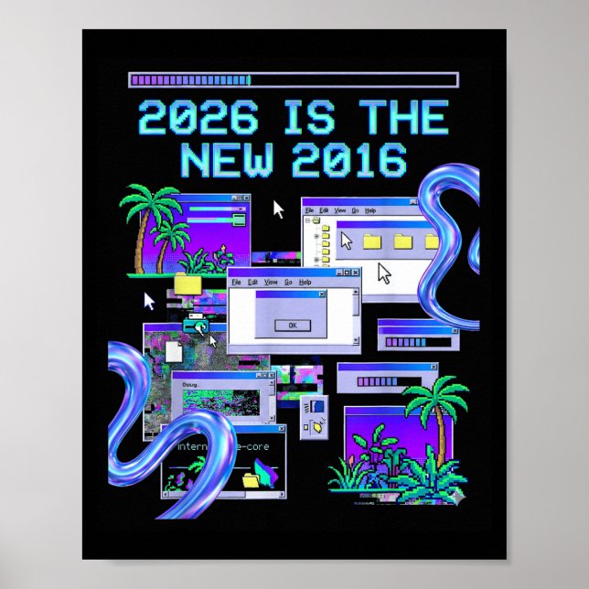 Poster Esthétique informatique pixel Vaporwave 2016 (Devant)