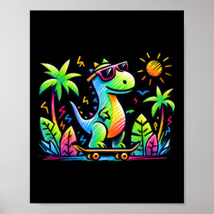 Poster esthétique Kidcore dinosaure skateboard doodle Al