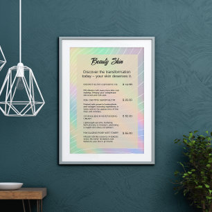 Poster Esthétique Liste de prix Nail Tech Hologramme tend