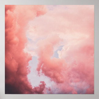 Poster esthétique Orange Sky et Cloud