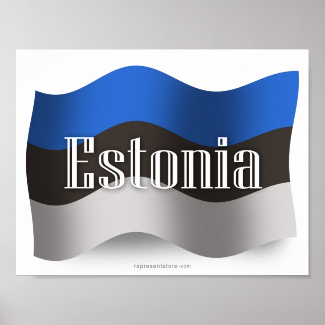 Poster Estonia waving Flag (Devant)