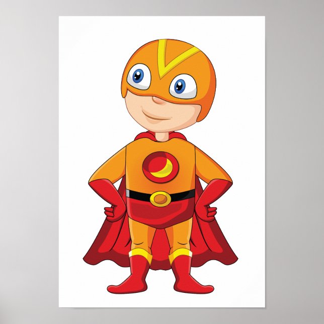 Poster et autocollant en super-héros numérique (Devant)