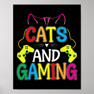 Poster Et jeu pour le chat amateur joueur de jeu vidéo