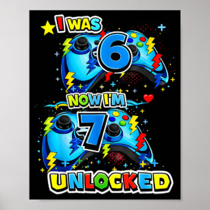 Poster Était 6 7 débloqué jeu vidéo d'anniversaire 7 ans