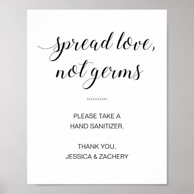 Poster Étaler l'amour non Germes Mariage Sanitizer à la m (Devant)