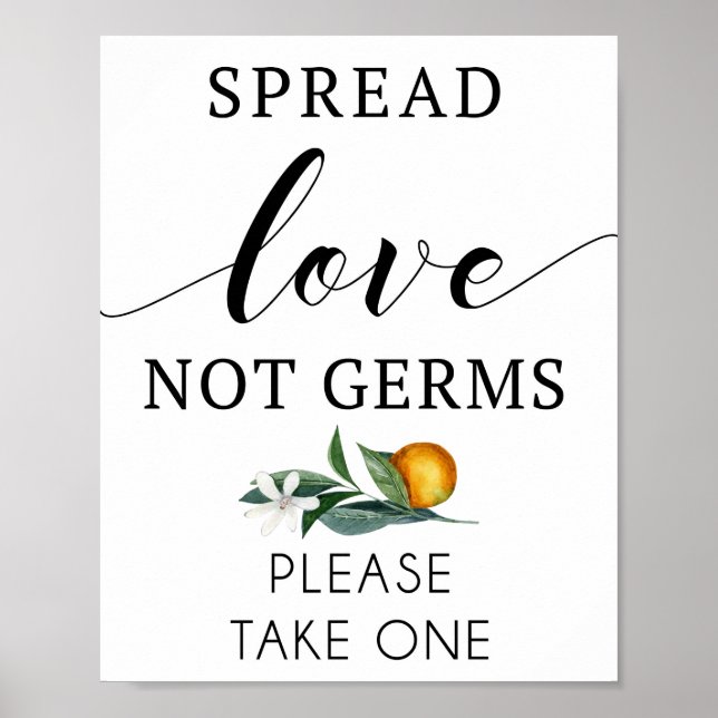 Poster Étaler l'amour pas les germes signe avec l'orange (Devant)
