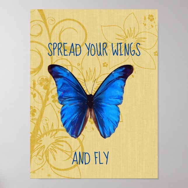 Poster Étaler vos ailes papillon citation art (Devant)