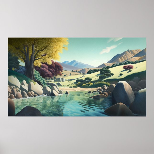Poster Étang dans la vallée (Devant)