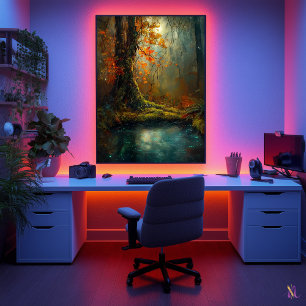 Poster Étang forestier enchanté - Mystic Woodland Art