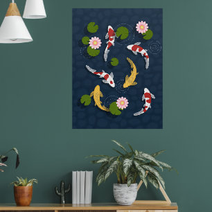 Poster Étang japonais de poissons Koi