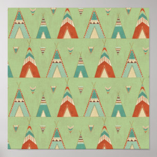 Poster Étape Geo Sud-Ouest   Motif Teepee vert