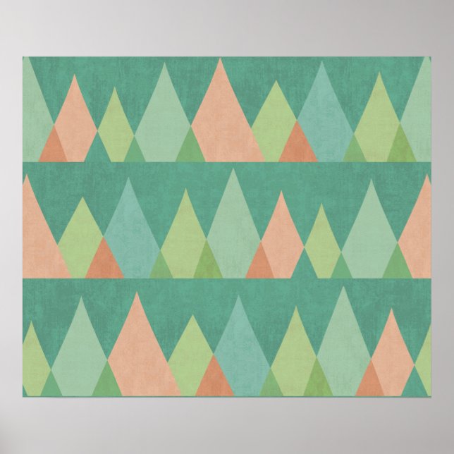 Poster Étape Geo Sud-Ouest | Motif triangle Turquoise (Devant)