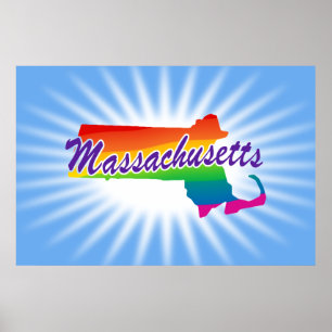 Poster État Arc-En-Ciel Du Massachusetts