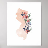 État de l'aquarelle florale du New Jersey