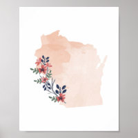 État de l'aquarelle florale du Wisconsin