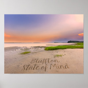 Poster État d'esprit de Bluffton Écrit dans le sable Plag