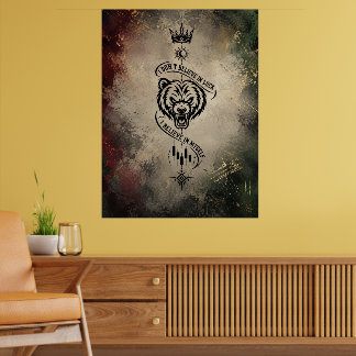 Poster État d'esprit de l'ours trader grunge vintage – Cr