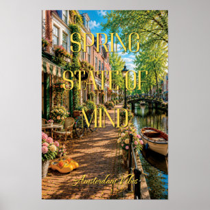 Poster État d'esprit Printanier Amsterdam Café sur Canal 