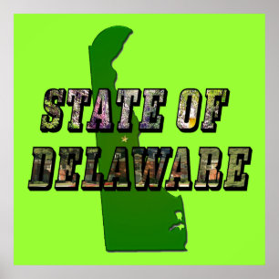 Poster État du Delaware Image Text and Map