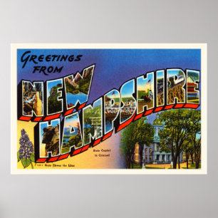Poster État du New Hampshire NH Vintage voyage Souvenir