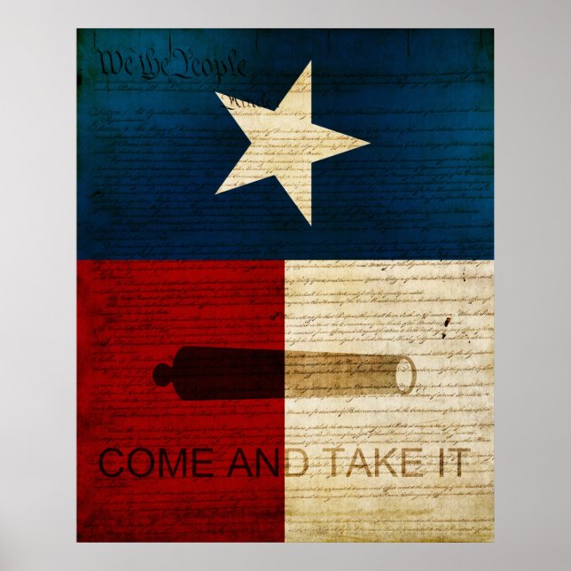 Poster État du Texas avec drapeau Alamo (Devant)