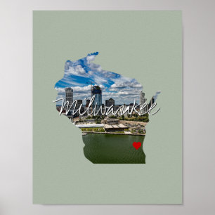 Poster État du Wisconsin Infos photo et nom de ville