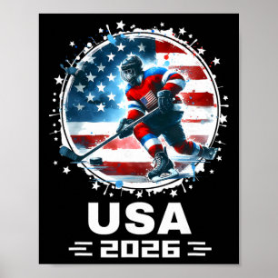 Poster États-Unis 2026 Hockey Drapeau Américain Femmes Ho