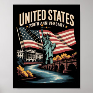 Poster États-Unis 250e anniversaire patriotique vintage