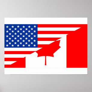 Poster etats-unis amérique canada demi drapeau états-unis
