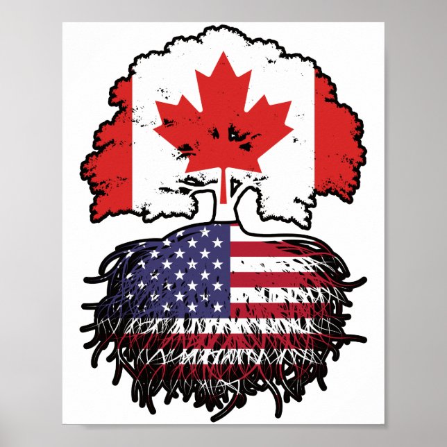 Poster États-Unis Amérique Canada drapeau des racines de  (Devant)
