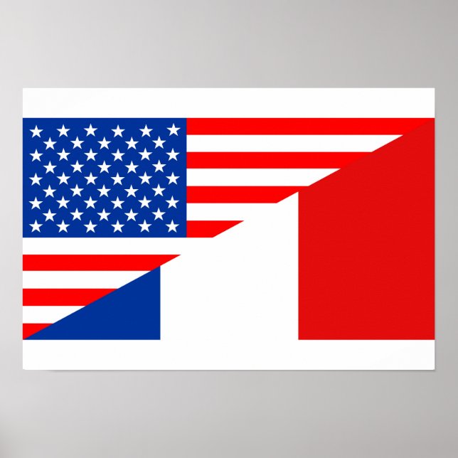 Poster etats-unis amérique france demi drapeau états-unis (Devant)