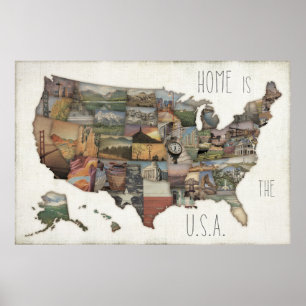 Poster États-Unis Collage