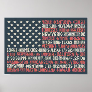 Poster États-Unis d'Amérique  États et capitales