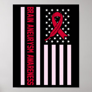 Poster États-Unis Drapeau Cerveau Aneurysme Mois de sensi