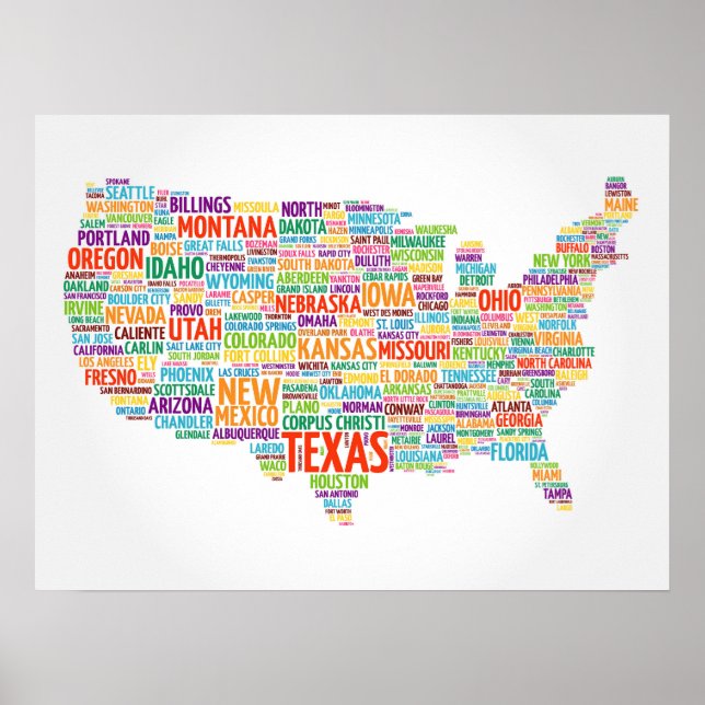 Poster États-Unis et villes (Devant)