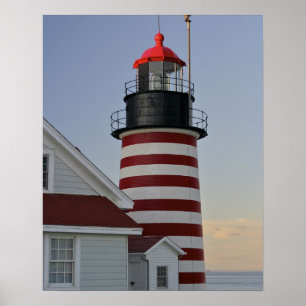 Poster États-Unis, Maine, Lubec. Le phare de West Quoddy
