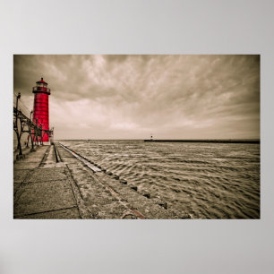 Poster États-Unis, Michigan, phare de Grand Haven